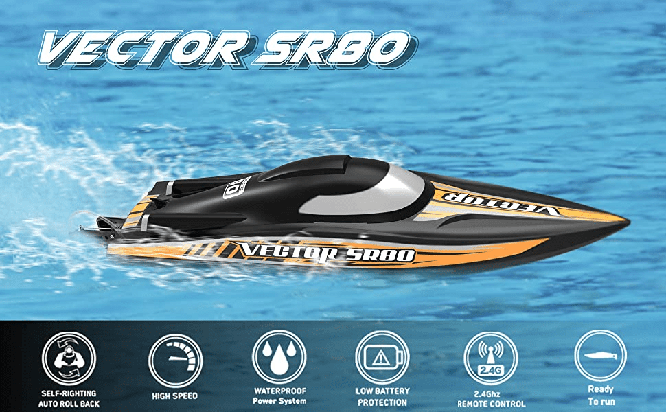 Vector SR80 Brushless 45mph  High Speed Boat with Auto Roll Back Function and ABS Plastic Hull (79804) RTR