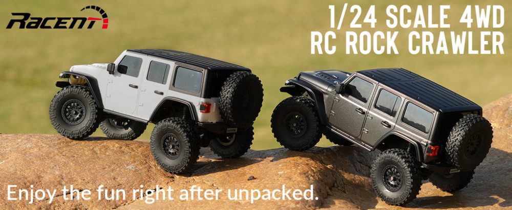 RACENT 1:24 Crawler RC Monster Truck Rock Climbing with led Light (78701 Black)