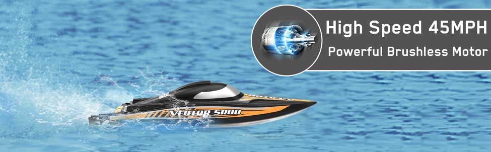 Vector SR80 Brushless 45mph  High Speed Boat with Auto Roll Back Function and ABS Plastic Hull (79804) RTR