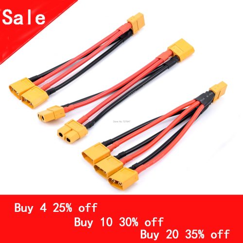 XT60 Parallel Battery Connector Male/Female Cable Dual Extension Y Splitter/ 3-Way 14AWG Silicone Wire for RC Battery Motor