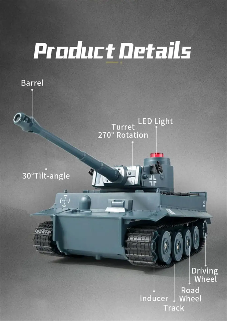 JJRC Q85 RC Tank Model, 2.4G Remote Control Programmable Crawler Tank, Sound Effects Military Tank 1/30 RC Car Toy for boys