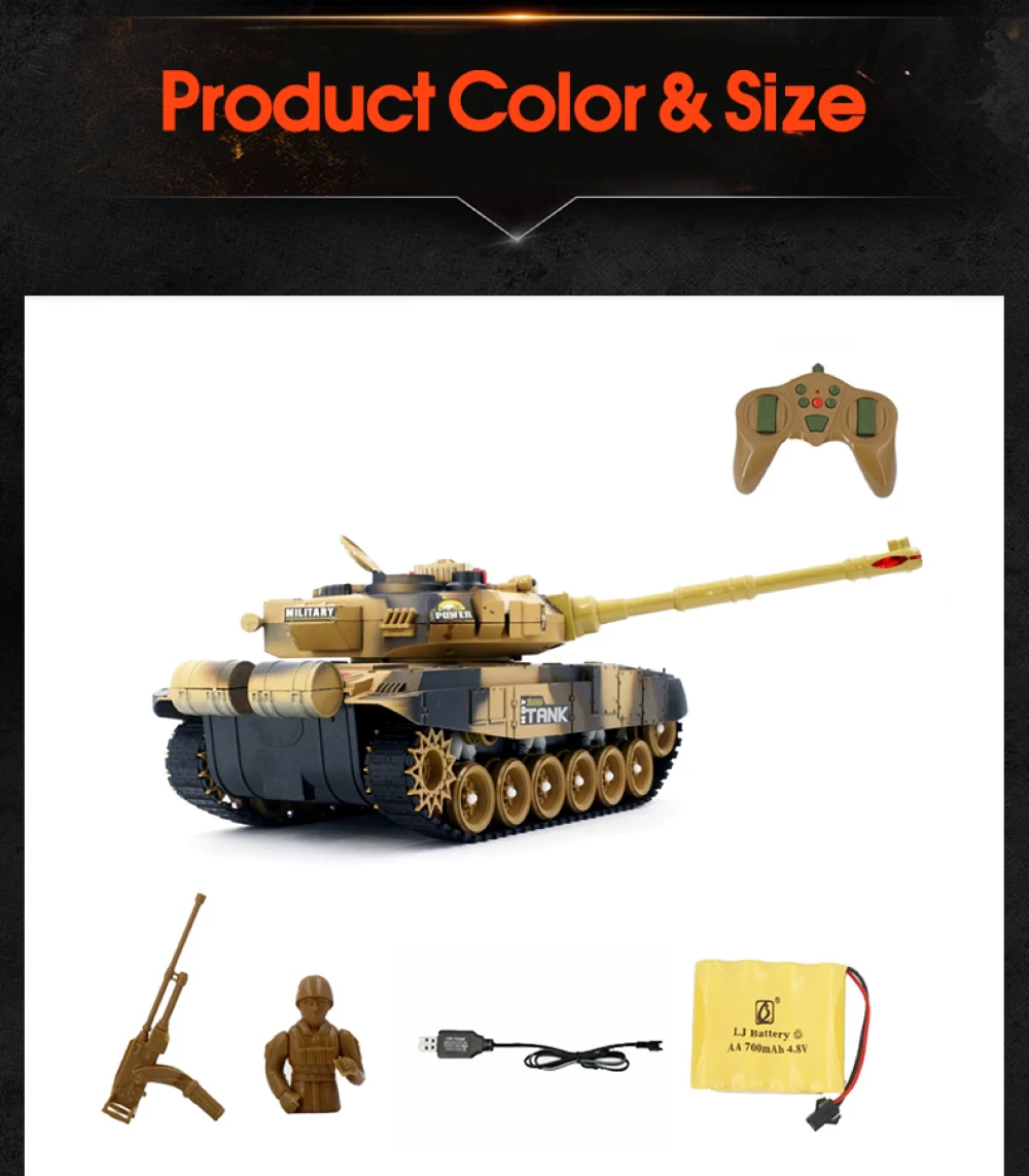 33CM Super RC tank launch cross-country tracked remote control vehicle charger battle boy toys for boys kids children Gift