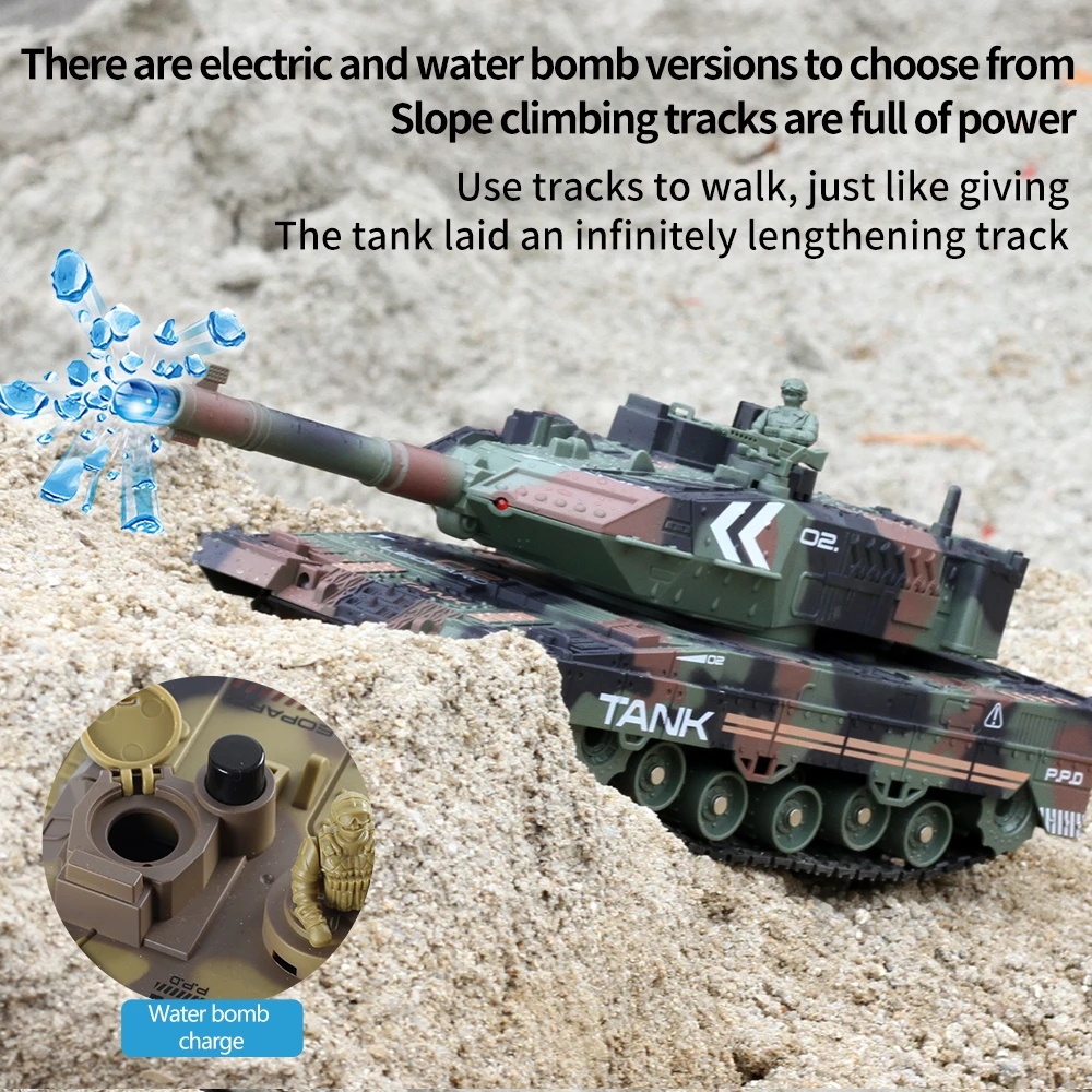 2.4G Remote Control Tracked Simulation Tank Water Bomb Spray Remote Control Vehicle War Armored Vehicle Model Children Toy Gift