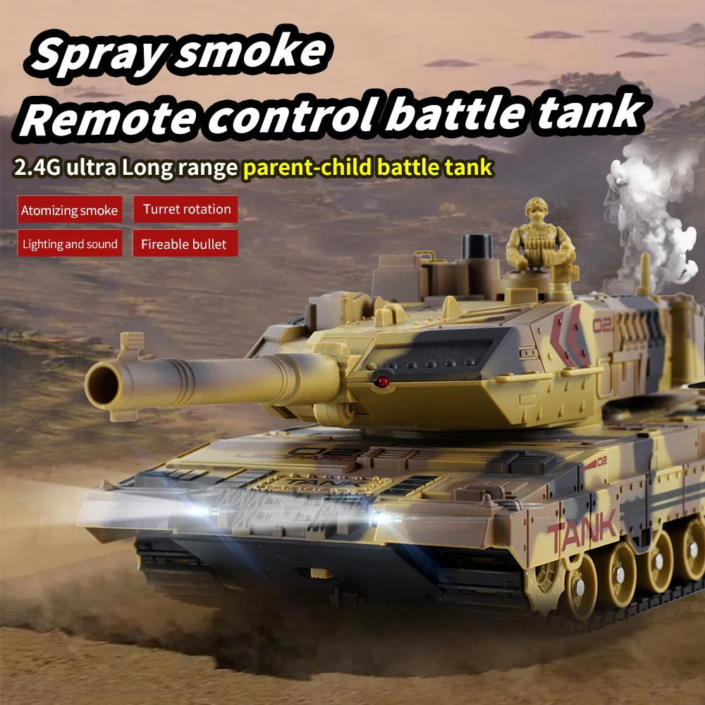 2.4G Remote Control Tracked Simulation Tank Water Bomb Spray Remote Control Vehicle War Armored Vehicle Model Children Toy Gift