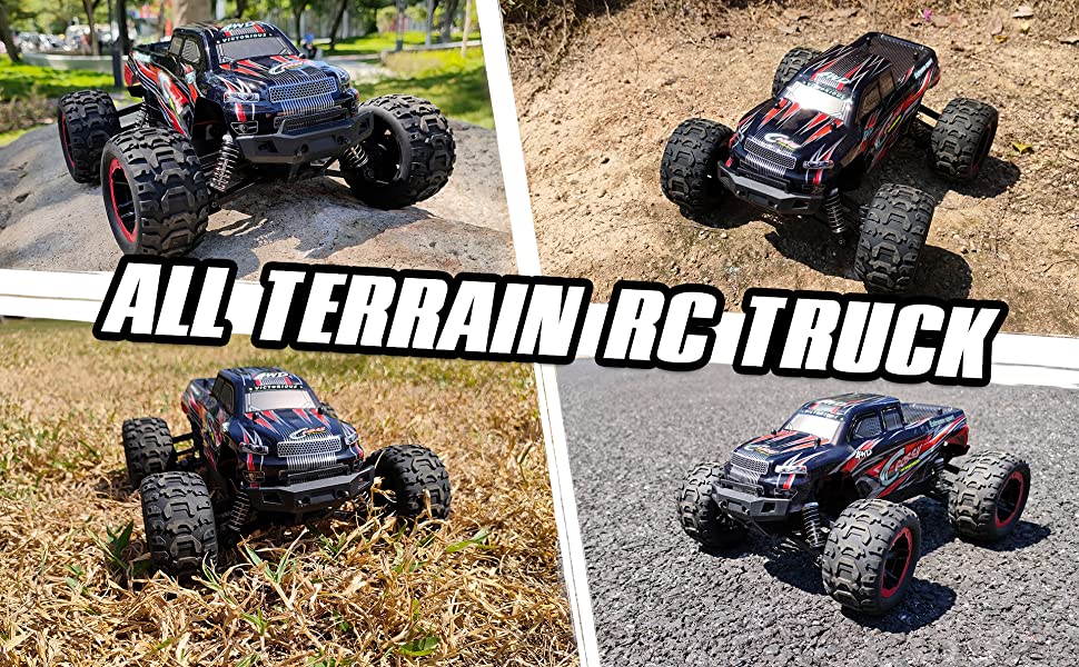 Racent 1:16 Remote Control Car 30MPH High Speed 4WD Off-Road RC Monster Truck (785-5) (Red)