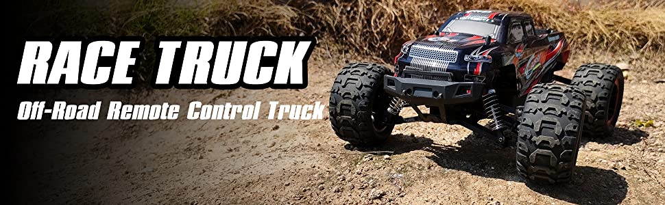 Racent 1:16 Remote Control Car 30MPH High Speed 4WD Off-Road RC Monster Truck (785-5) (Red)