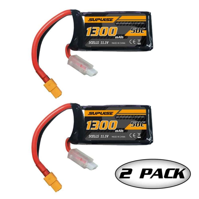 supulse 2pcs 111v 3s 1300mah 50c lipo battery with xt60 plug