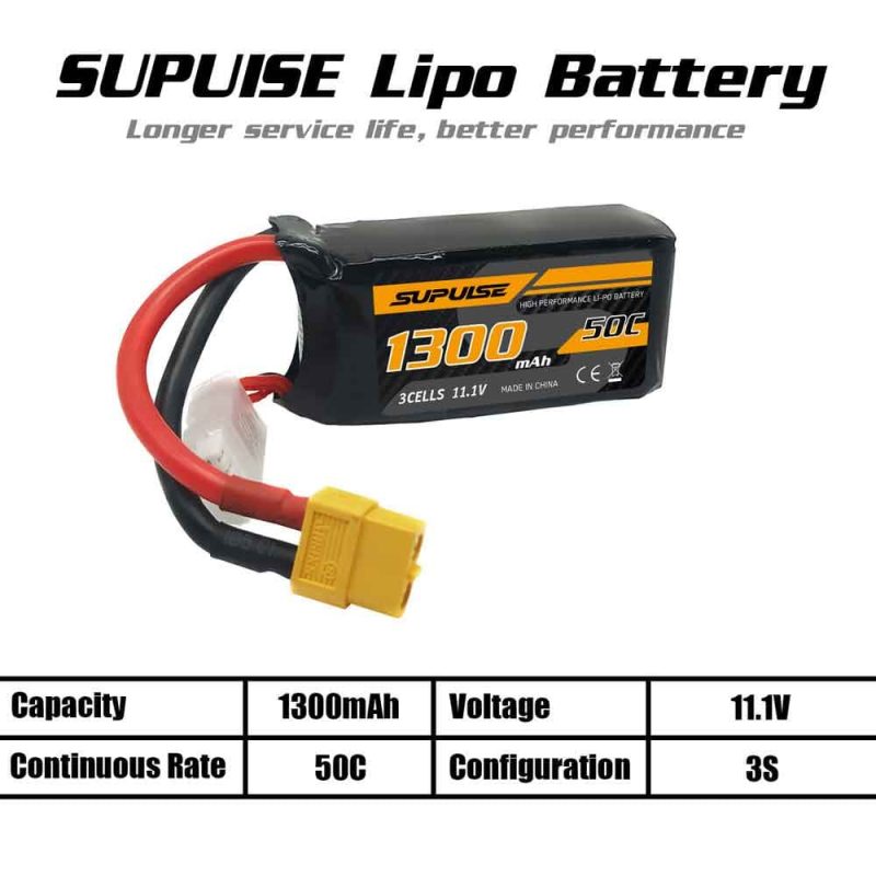 supulse 2pcs 111v 3s 1300mah 50c lipo battery with xt60 pluguZzd