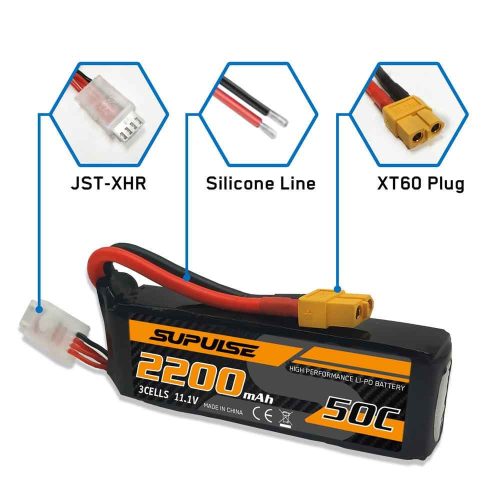 supulse 2pcs 111v 3s 2200mah 50c lipo battery with xt60 plugpczd