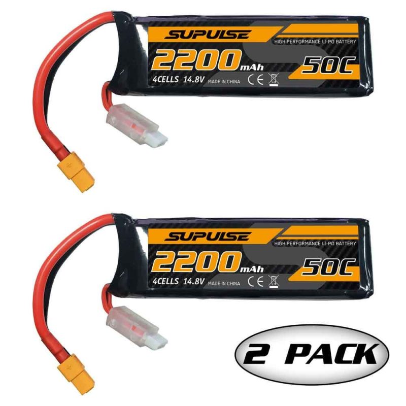 supulse 2pcs 148v 4s 2200mah 50c lipo battery with xt60 plug