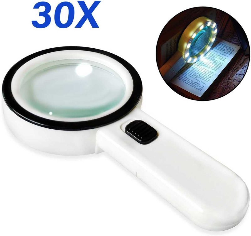 volantexrc 30x portable magnifying glass illuminated magnifier loupe with led light for rc installation inspection seniors reading jewelry appraisal nature